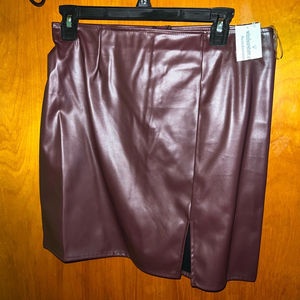 Faux leather skirt.